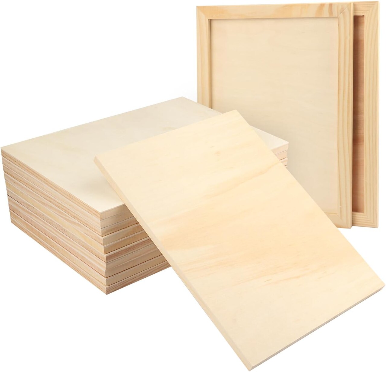 12 Pack Wooden Canvas Boards for Painting, 9 x 12 Inch Wood Canvas for Art Projects, Cradled Artist Wood Panels for Oil, Acrylic, Encaustic, Wood Burning, Pouring and More